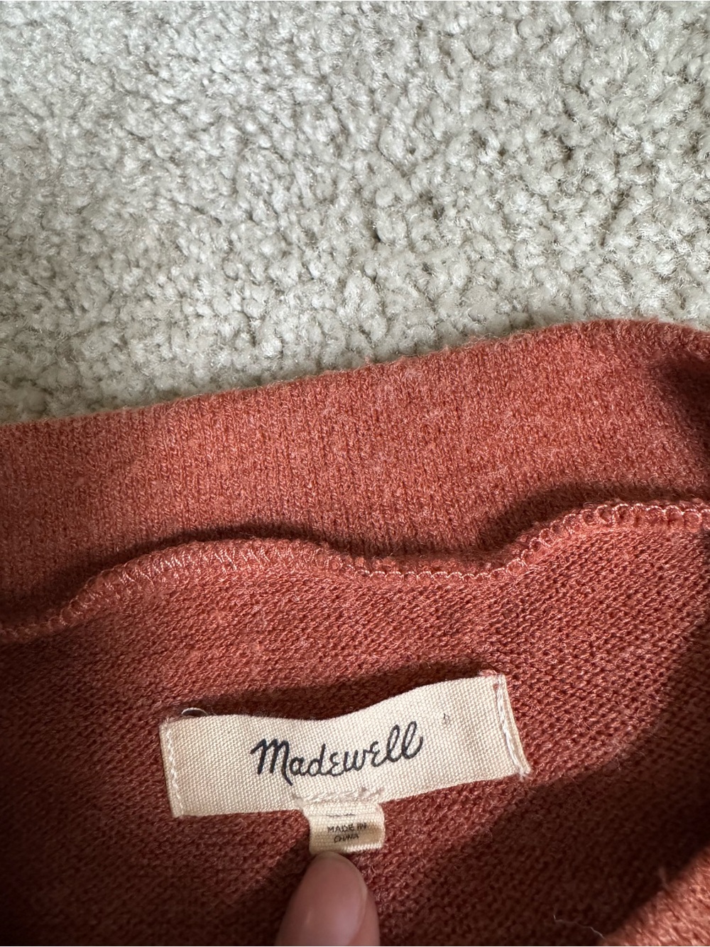 Madewell Rust-Brown Puff Sleeve Crewneck Sweater - Picture 2 of 2